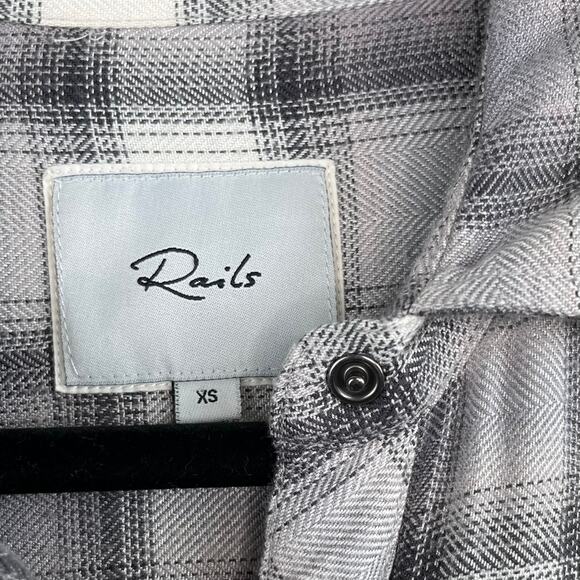 Rails Western Dolly Button Down Grey Check Plaid Fringe Flannel Shirt XS/Medium - Picture 4 of 16